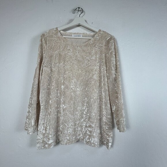 Loes Hinse Womens Crinkle Velvet Top & Skirt Set Size XL/Large Champagne Beige - Picture 1 of 12